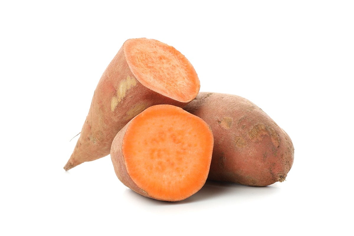 sweet potato on white background