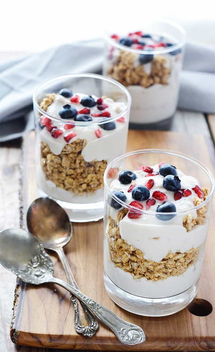 Blueberry Pomegranate Breakfast Parfait - Healthier Steps