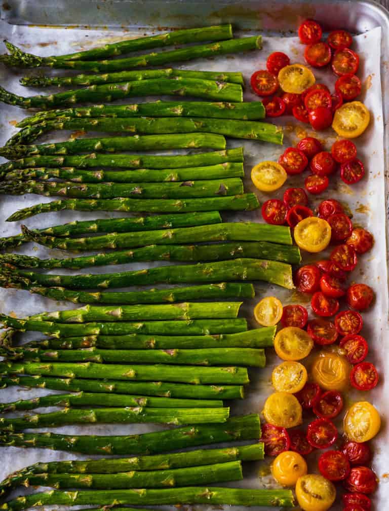 Oven Roasted Asparagus and Tomatoes Healthier Steps