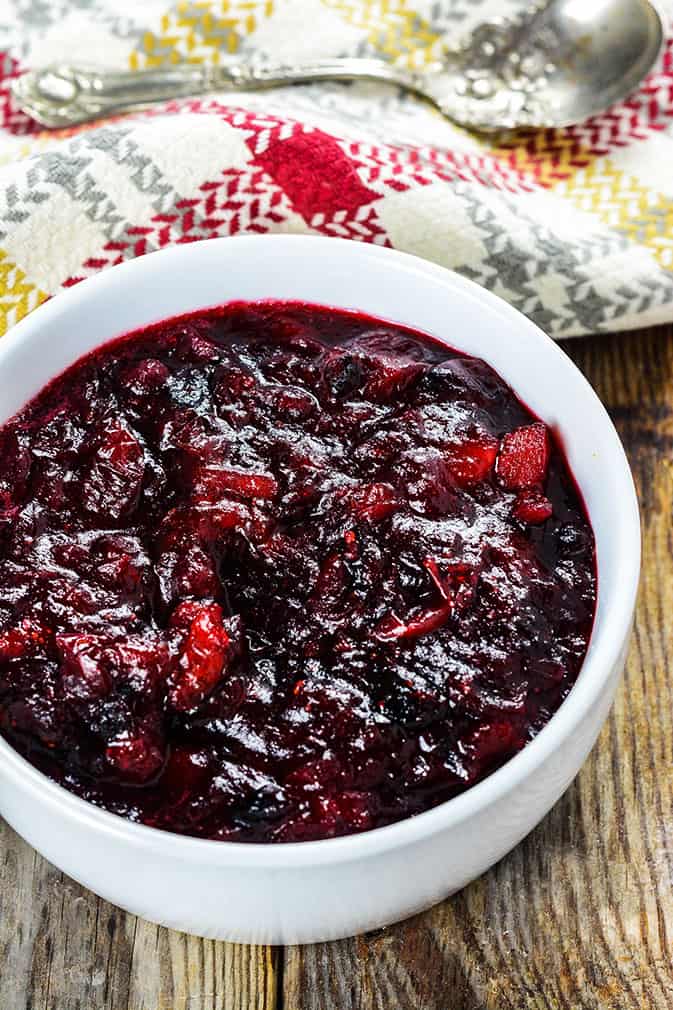 Healthy Cranberry Apple Sauce in a white bowl