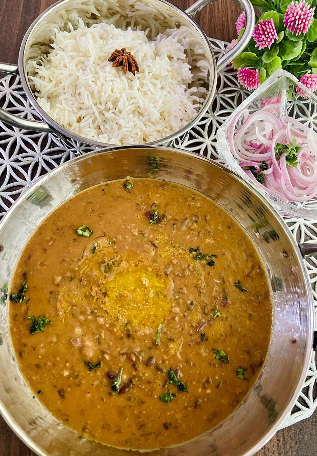 Daal Makhni in silver pot