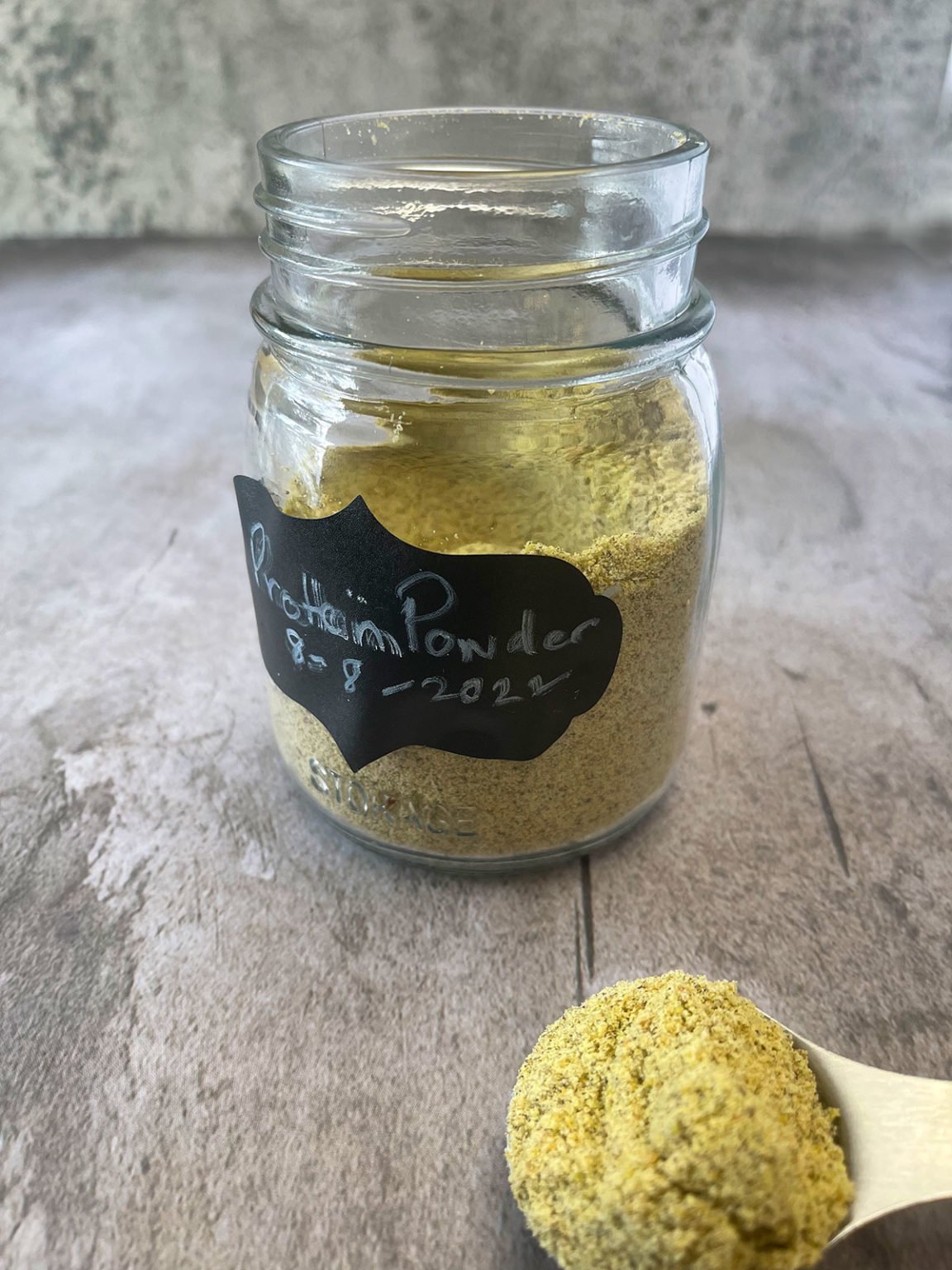 Vegan Protein Powder in glass jar