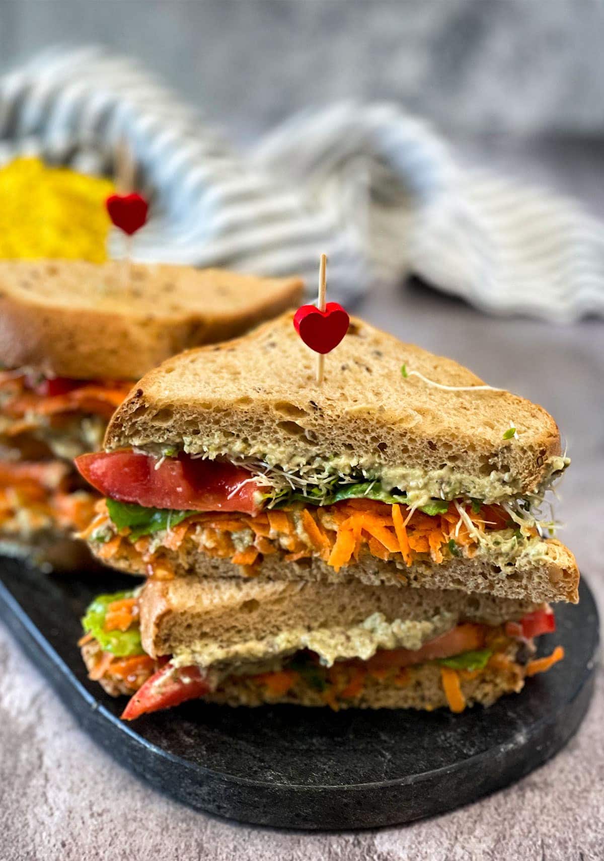 Vegan Tuna Salad on a black plate