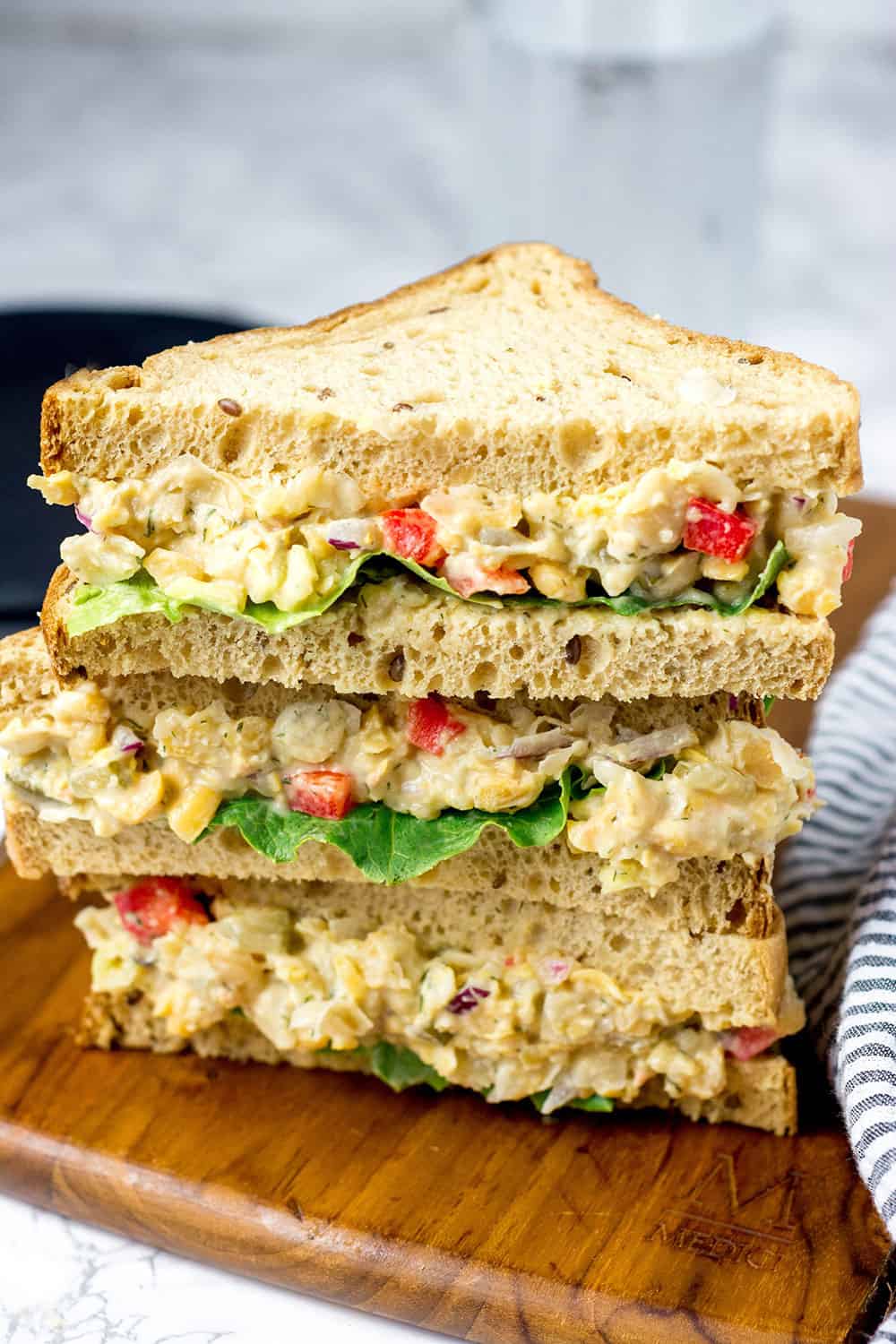Vegan Chickpea Salad on cutting board