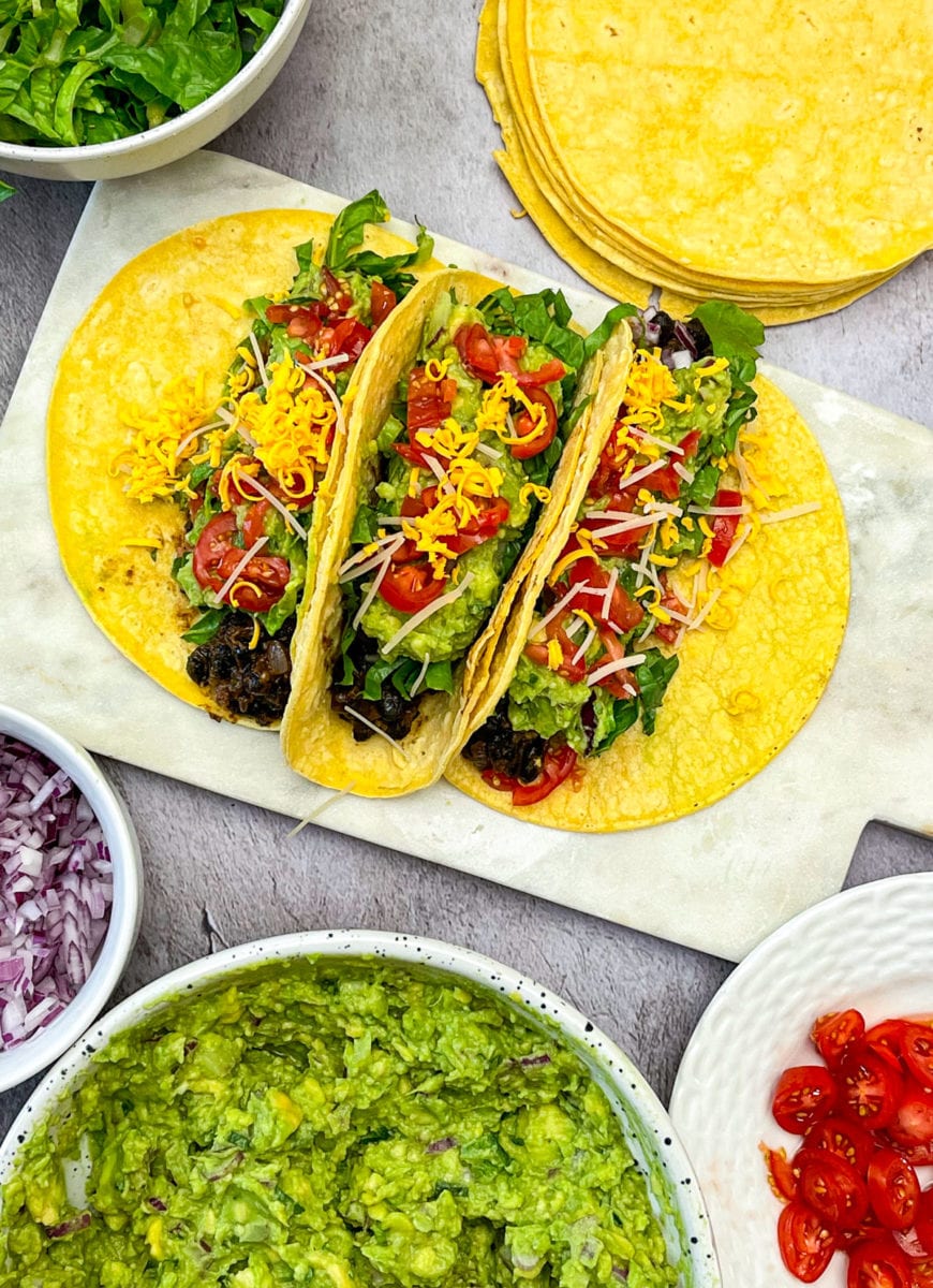 Vegan Black Bean Tacos - Healthier Steps