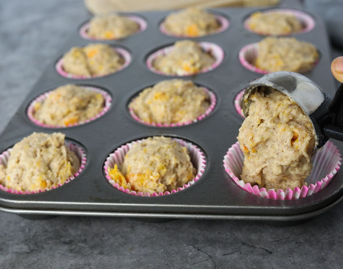 Butternut Squash muffins in muffin pan