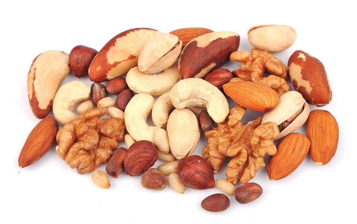 nuts on white background