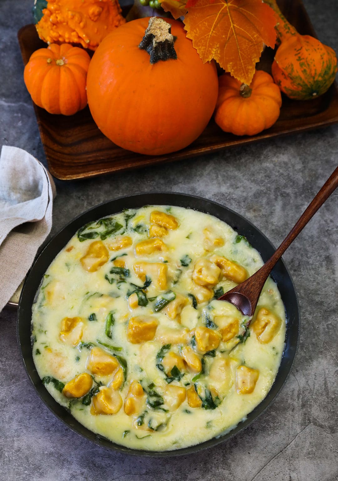 Vegan Pumpkin Gnocchi with Spinach Sauce Healthier Steps