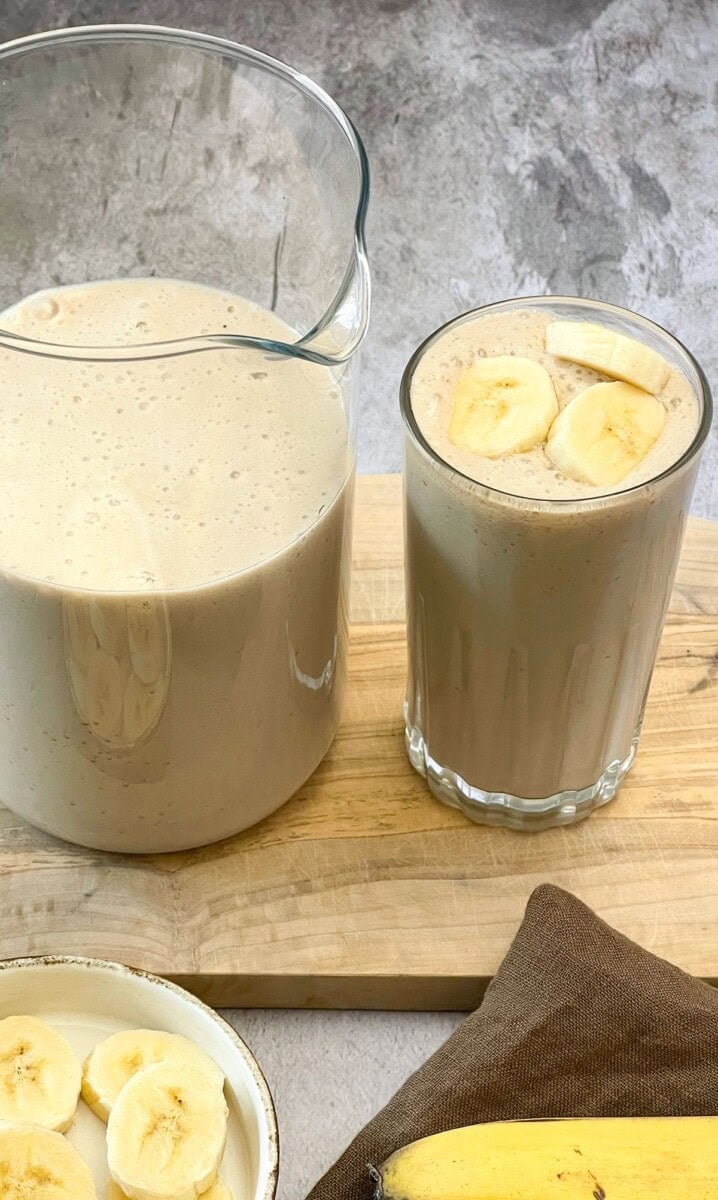 Banana Milk recipe in glasses